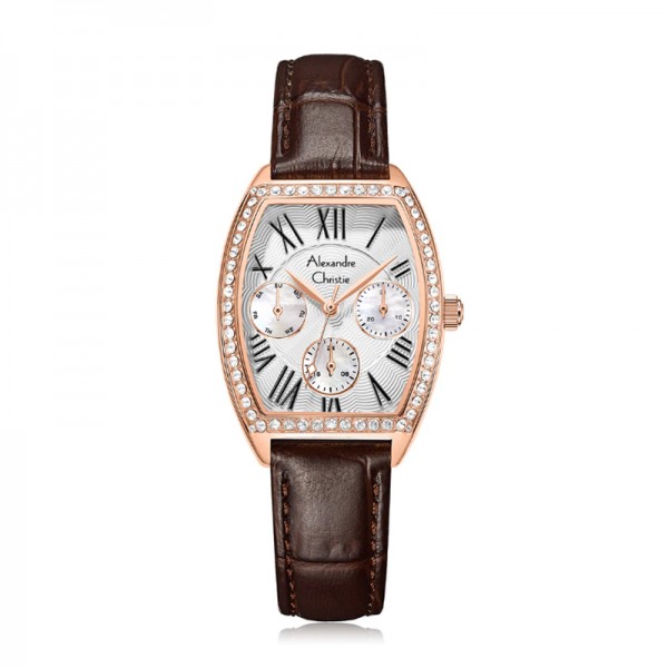 Alexandre Christie AC 2B86 Rosegold Brown Leather Lady